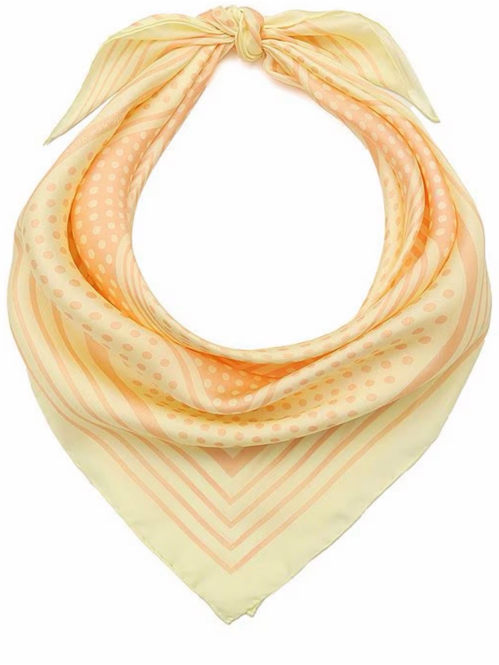 kate spade Yellow and Peach Polka Dot Silk Scarf